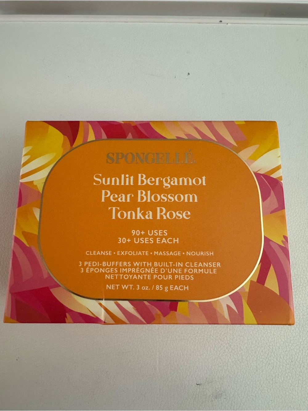 Spongellé Sunlit Bergamot, Pear Blossom, & Tonka Rose Pedi Buffers
